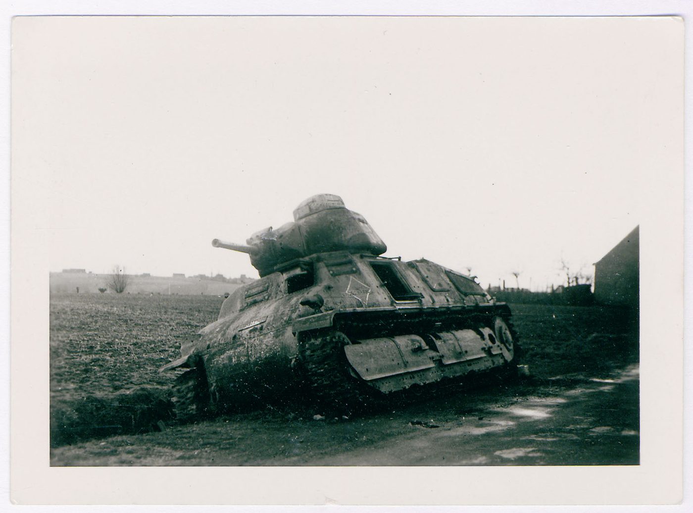 An abandoned French SOMUA S35 tank, 1940