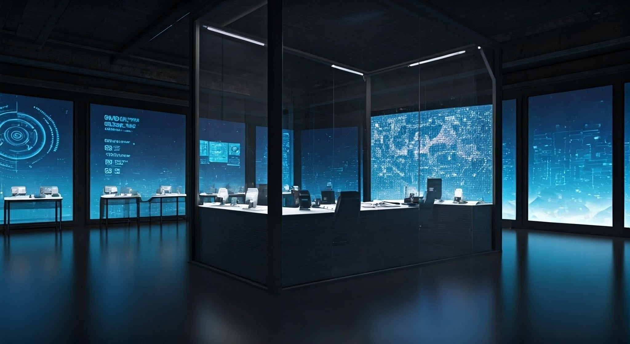 Existing site artwork of a digital intelligence workspace; conceptual illustration.